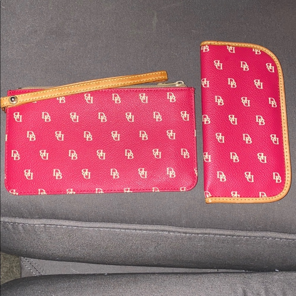 Dooney and Burke wristlet and glasses case.